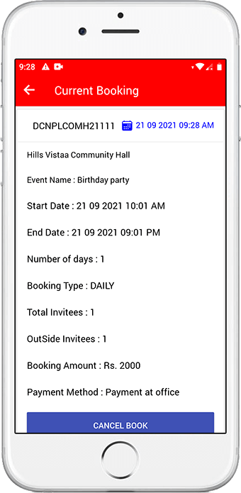 Community Hall Current Booking